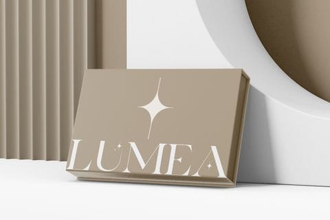 Boîte et sac en carton kraft à l’identité Lumea